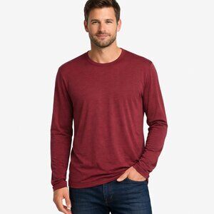 TRUE NORTH Merino Wool Blend Base Layer Top Shirt Long Sleeve Red Men's Medium
